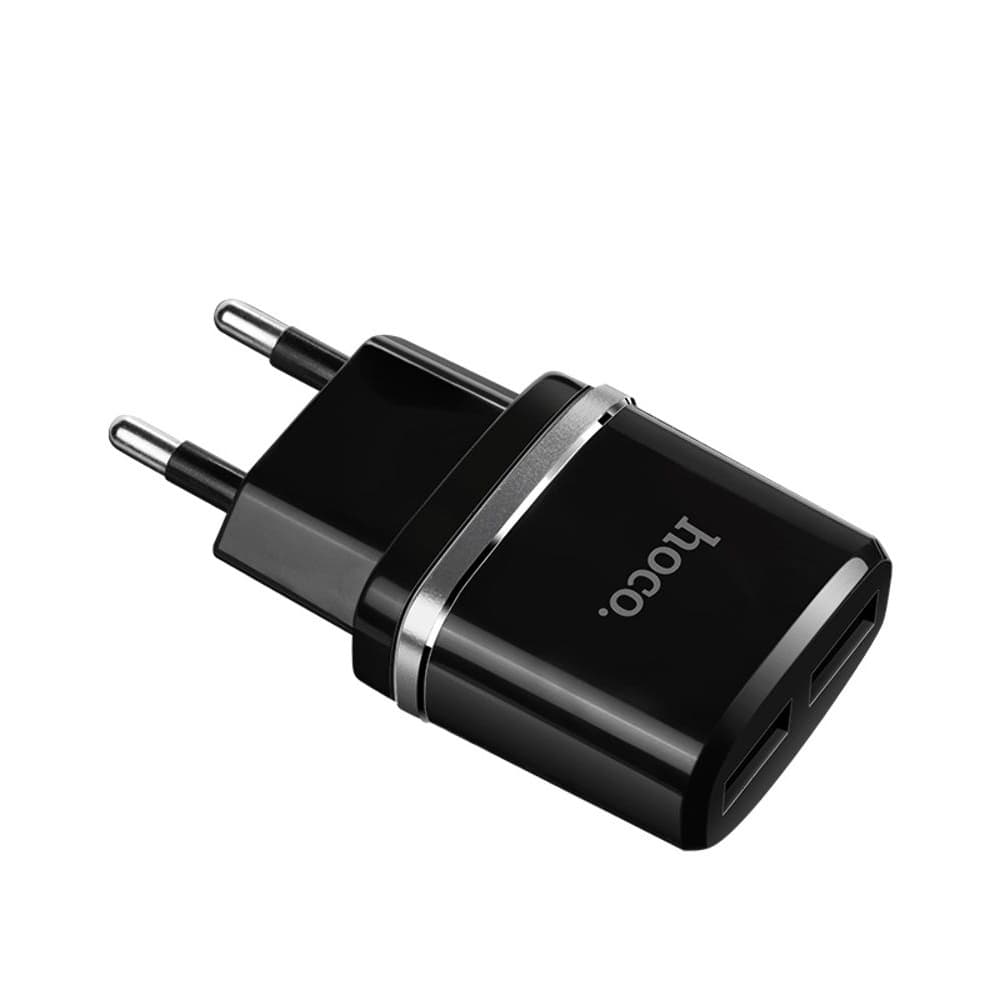 Сетевое зарядное устройство Hoco C12, 2 USB, 2.4 А, черное