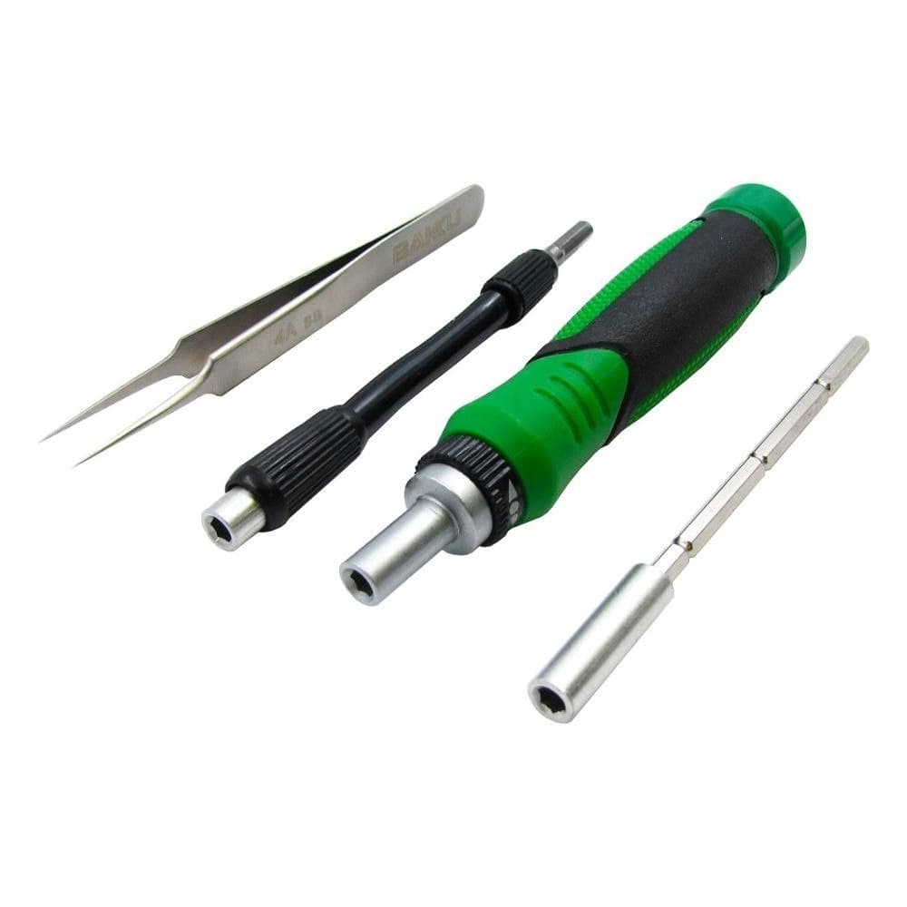 Набор инструментов BAKU BA-3039, ручка с трещоткой, 2 удлинителя, пинцет прямой, присоска, 2 медиатора, 48 насадок