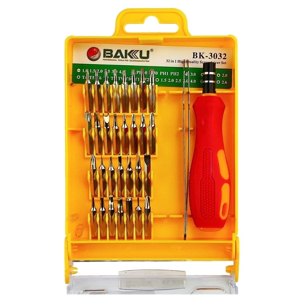 Набор инструментов BAKU BK-3032, ручка, 32 насадки, изогнутый пинцет