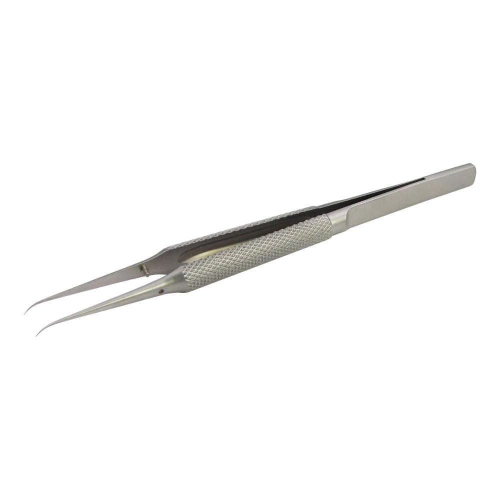 Пинцет AIDA AD-116-15, титановый, с рифлеными ручками, в футляре, изогнутый