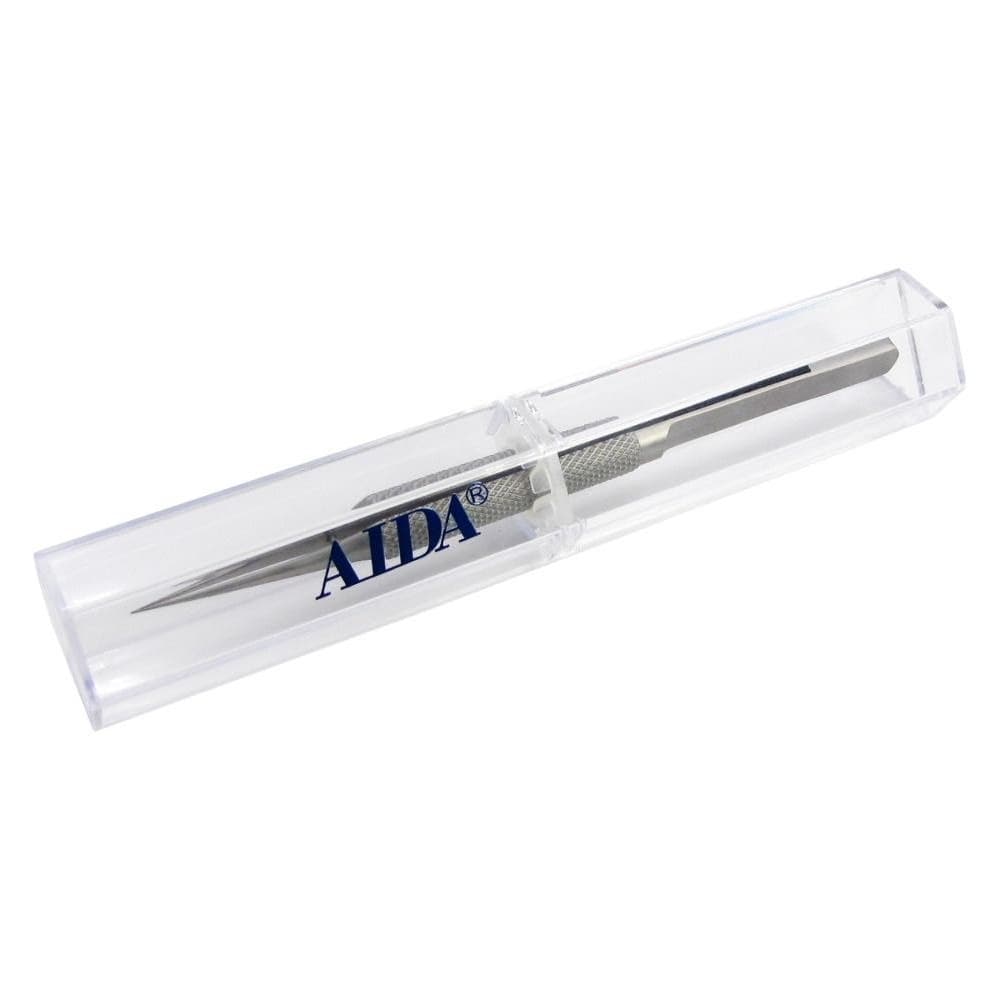 Пинцет AIDA AD-116-11, титановый, с рифлеными ручками, в футляре, прямой