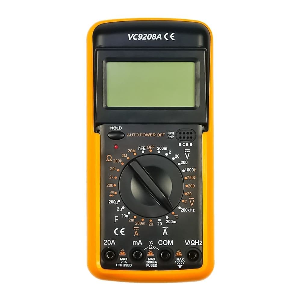 Мультиметр цифровой VC9208A, с термопарой, ток до 20A