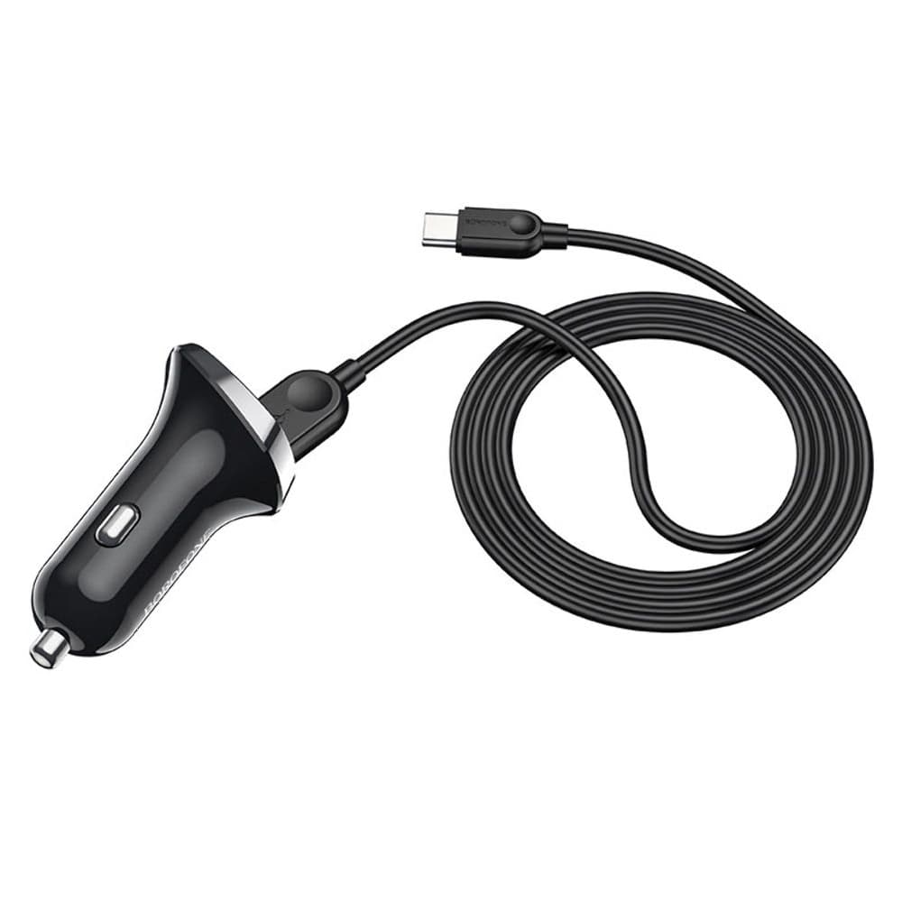 Автомобильний зарядний пристрій Borofone BZ15, 2 USB, 2.4 А, Type-C, с дисплеем, черное | зарядка, зарядное устройство