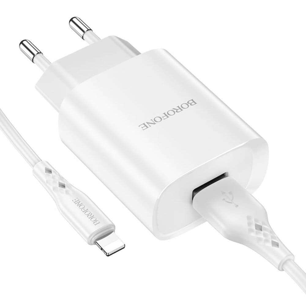 Сетевое зарядное устройство Borofone BN1, 1 USB, 2.1 А, Lightning, белое