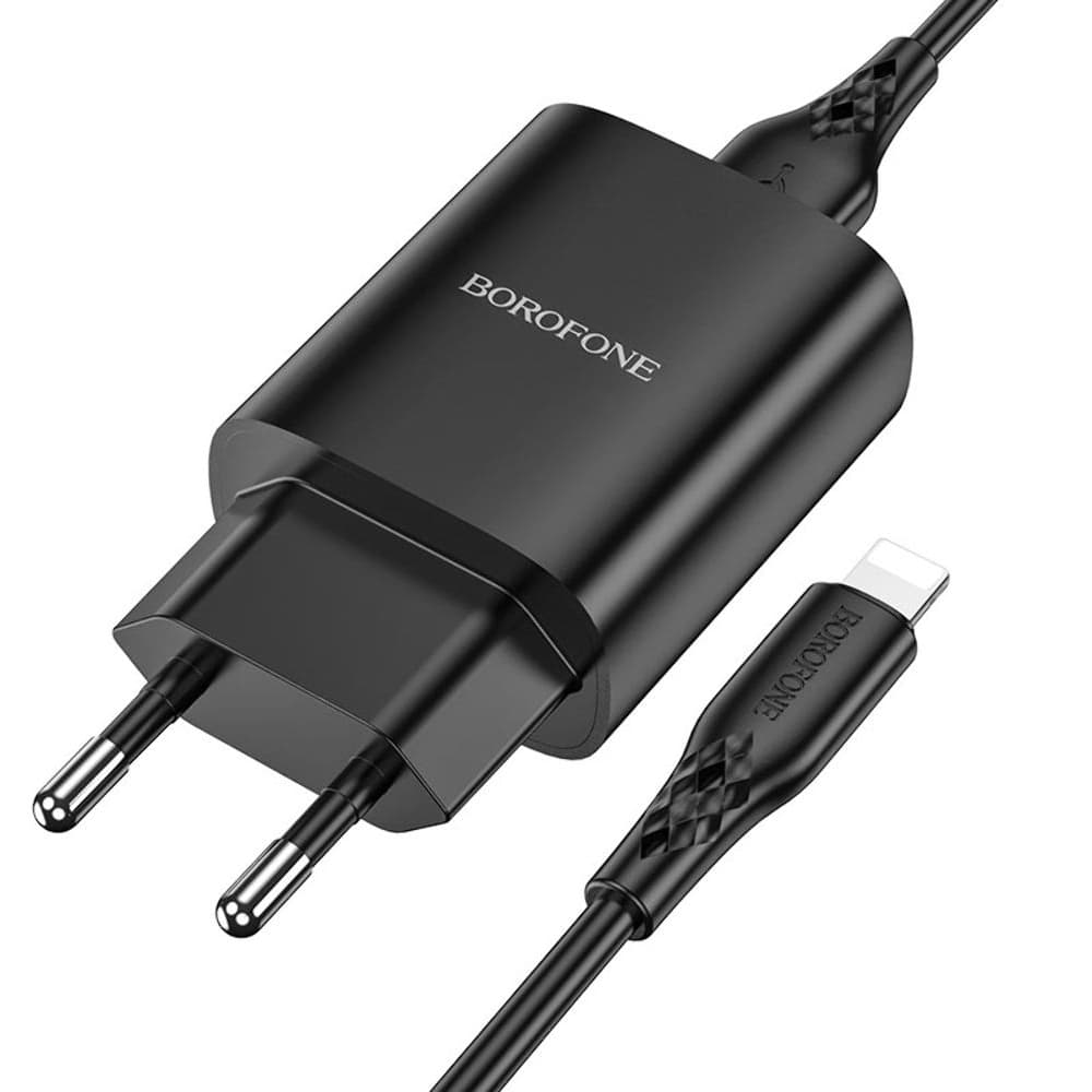 Сетевое зарядное устройство Borofone BN1, 1 USB, 2.1 А, Lightning, черное