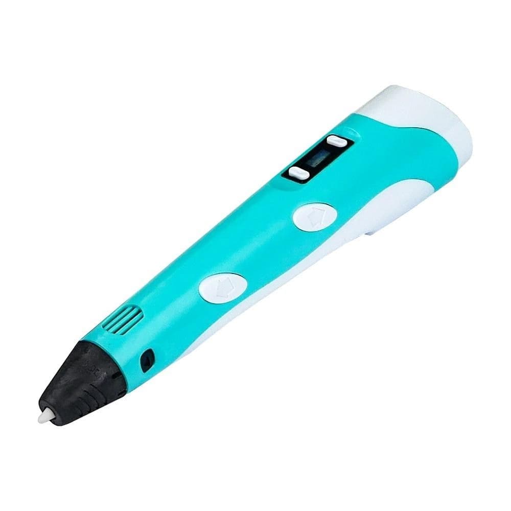 3D-ручка с LCD дисплеем V2/D2 12B/2А, сопло 0.6 мм, темп. 160-235 гр С, контроль скорости, ABS/PLA 1.75 мм голубая