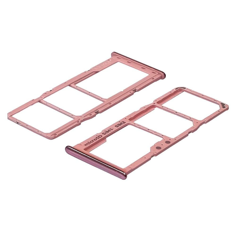 Держатель (лоток) SIM-карты Samsung SM-A515 Galaxy A51, SM-A715 Galaxy A71, розовый, Prism Crush Pink, с держателем карты памяти (MMC), Original (PRC)