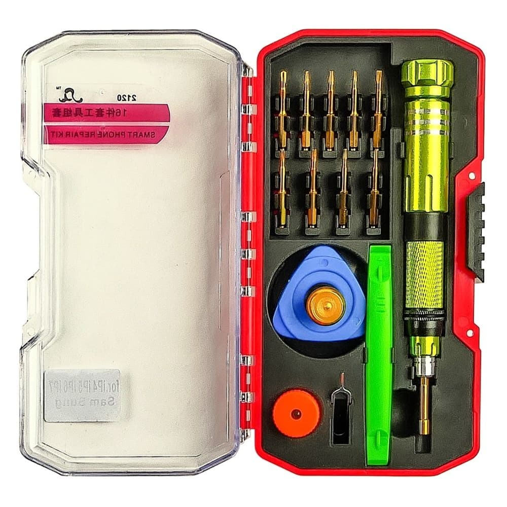 Набор инструментов A-2120, ручка, 10 бит, лопатка, присоска, медиатор, намагничиватель, размагничиватель, ключ для SIM