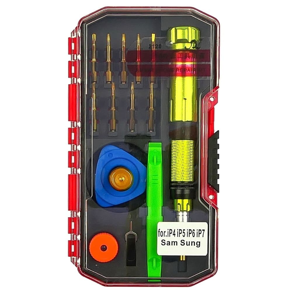 Набор инструментов A-2120, ручка, 10 бит, лопатка, присоска, медиатор, намагничиватель, размагничиватель, ключ для SIM