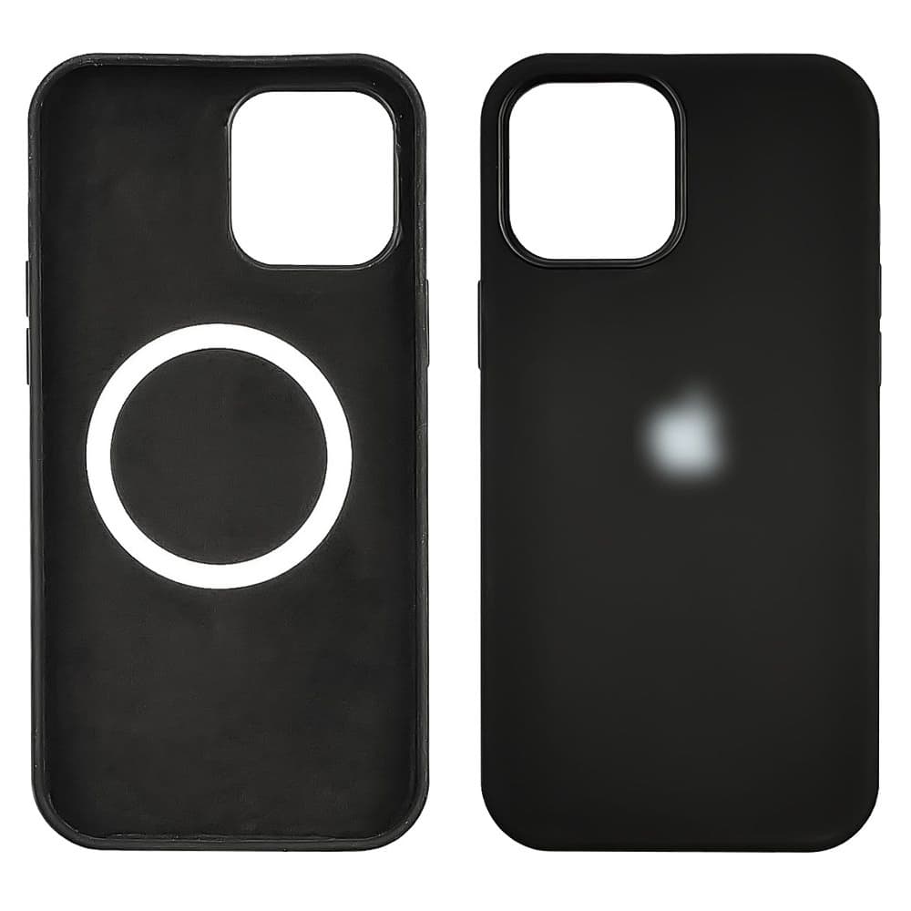 Чехол Apple iPhone 12, iPhone 12 Pro, силиконовый, Full Silicone MagSafe, черный