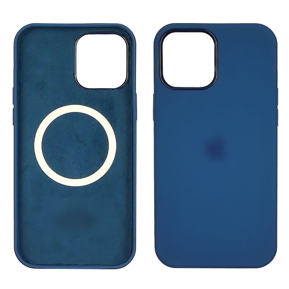 Чехол Apple iPhone 12, iPhone 12 Pro, силиконовый, Full Silicone MagSafe, синий