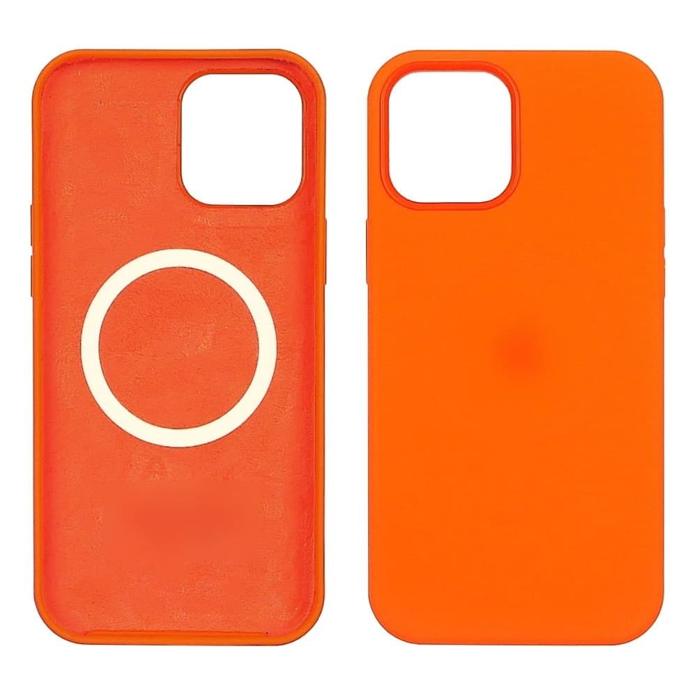 Чехол Apple iPhone 12, iPhone 12 Pro, силиконовый, Full Silicone MagSafe, оранжевый