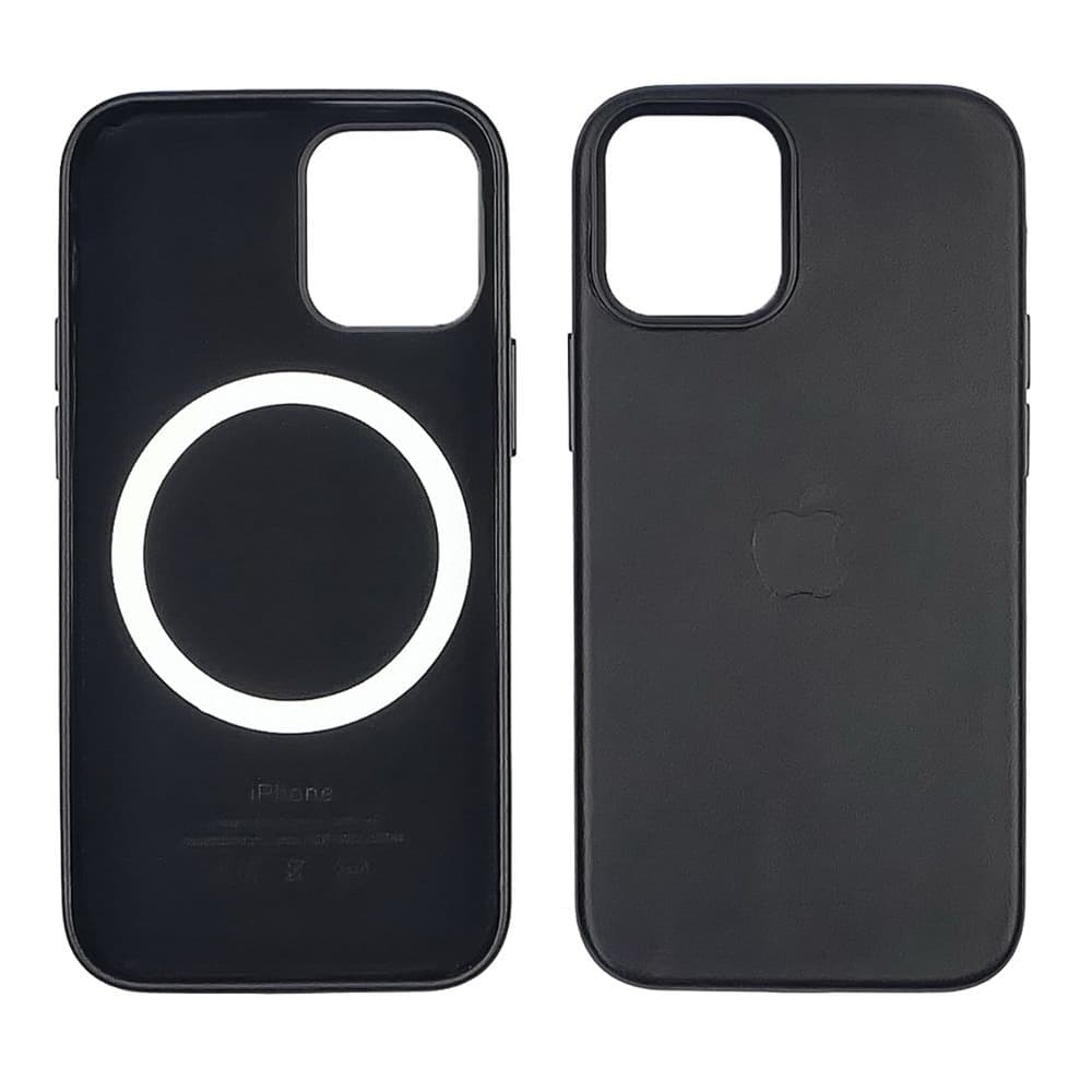 Чехол Apple iPhone 12 Pro Max, Leather Case with MagSafe, чорний
