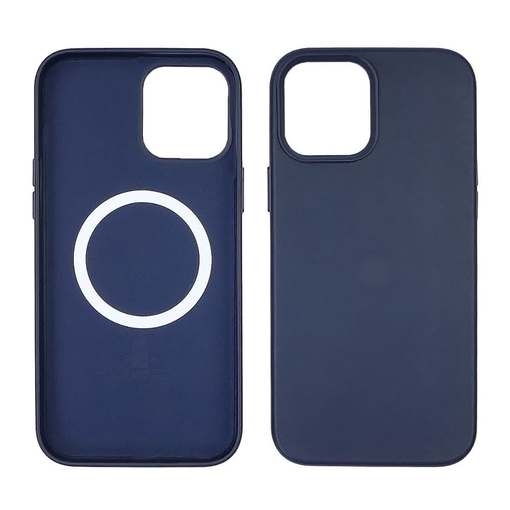 Чехол Apple iPhone 12 Pro Max, Leather Case with MagSafe, синій