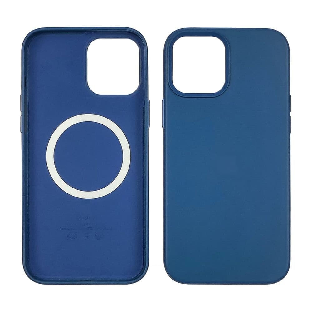 Чехол Apple iPhone 12 Pro Max, Leather Case with MagSafe, голубой