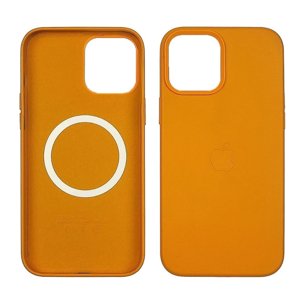 Чехол Apple iPhone 12 Pro Max, Leather Case with MagSafe, желтый
