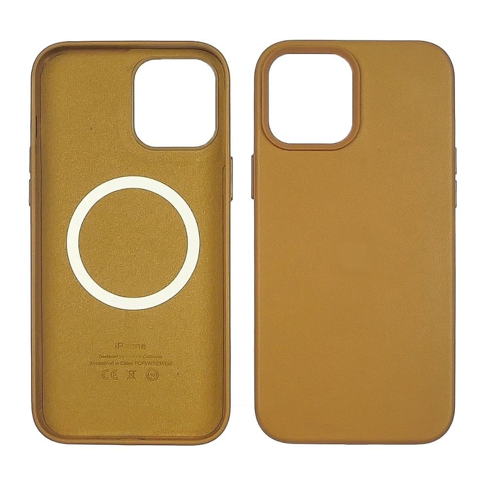 Чехол Apple iPhone 12, iPhone 12 Pro, Leather Case with MagSafe, песочный