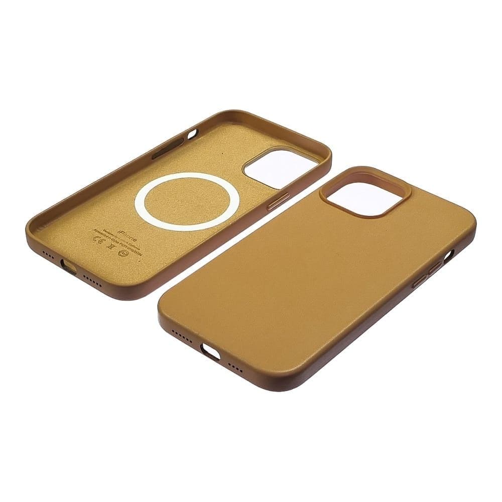 Чехол Apple iPhone 12, iPhone 12 Pro, Leather Case with MagSafe, песочный