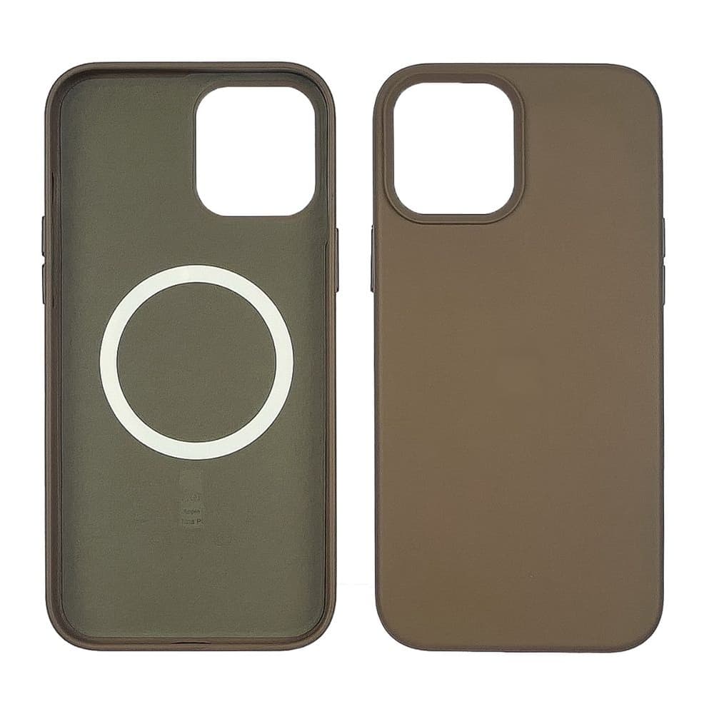 Чехол Apple iPhone 12, iPhone 12 Pro, Leather Case with MagSafe, сірий