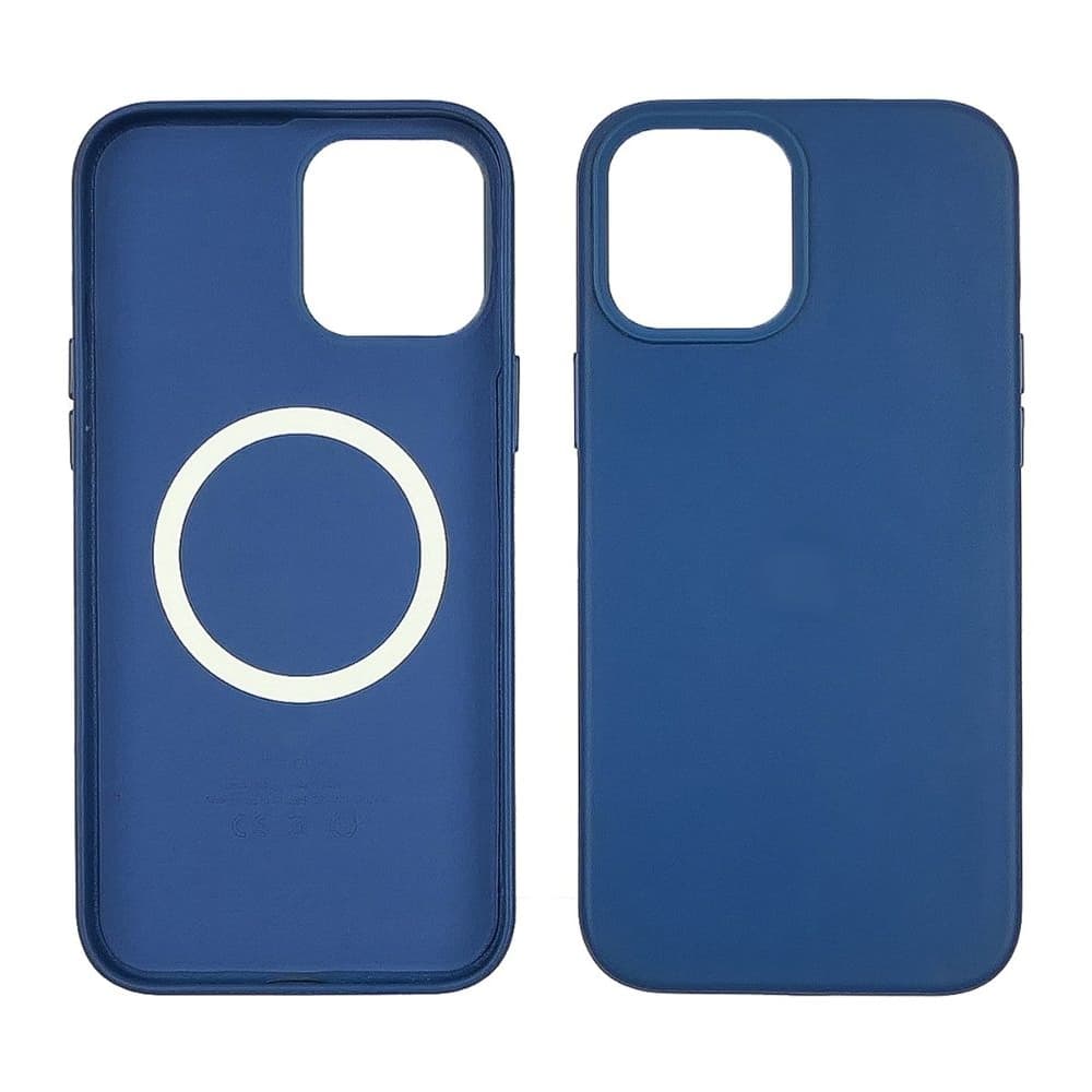 Чехол Apple iPhone 12, iPhone 12 Pro, Leather Case with MagSafe, синій