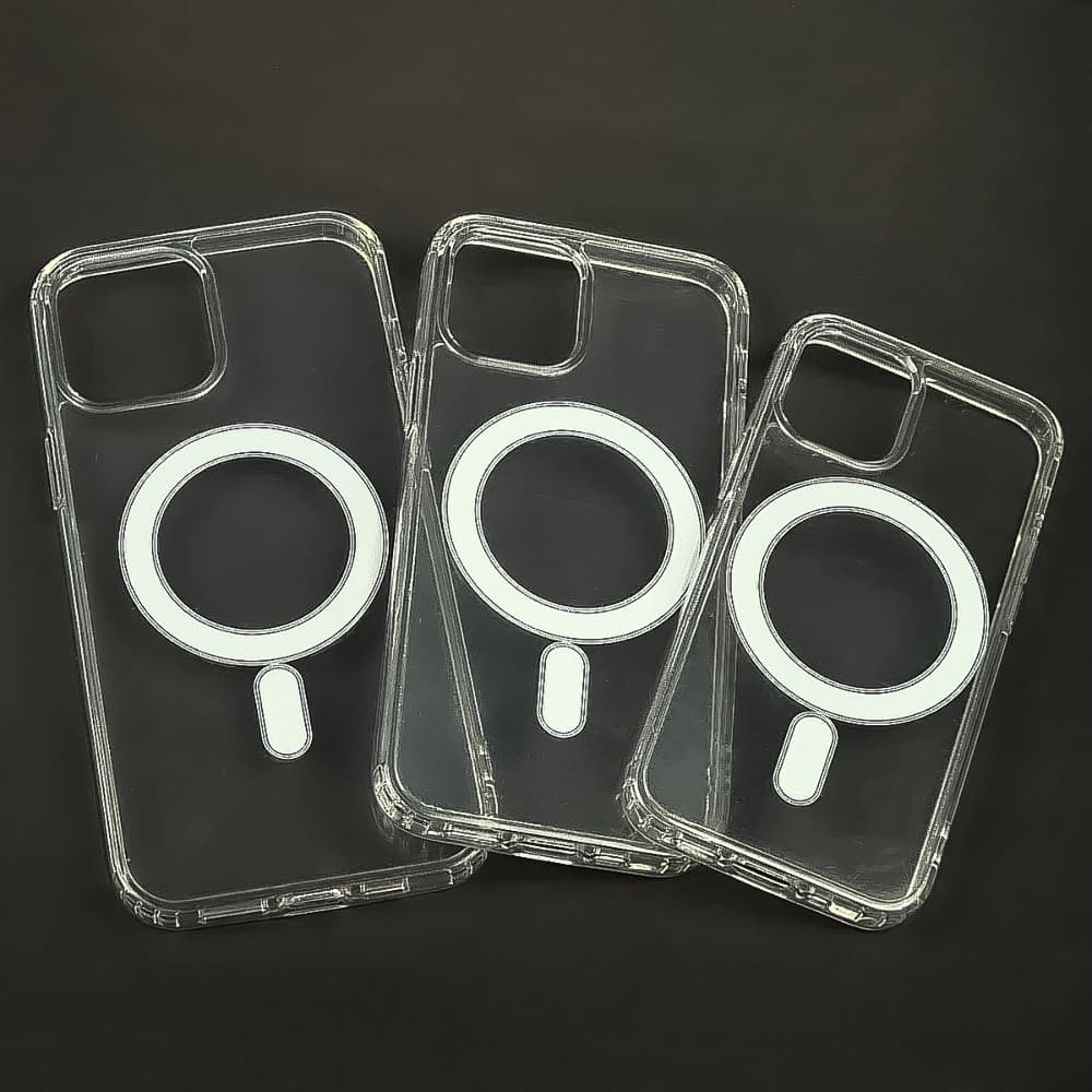 Чехол силиконовый MagSafe Apple iPhone 12, iPhone 12 Pro, прозрачный