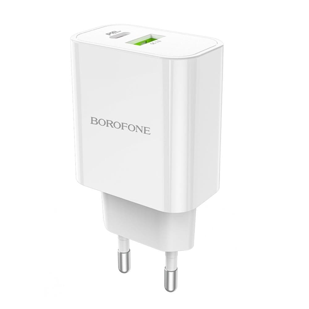 Сетевое зарядное устройство Borofone BA55A, Power Delivery, Quick Charge 3.0, 20 Вт, белое