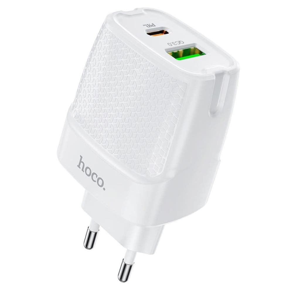 Сетевое зарядное устройство Hoco C85A, Power Delivery, Quick Charge 3.0, 3.0 А, 20 Вт, белое