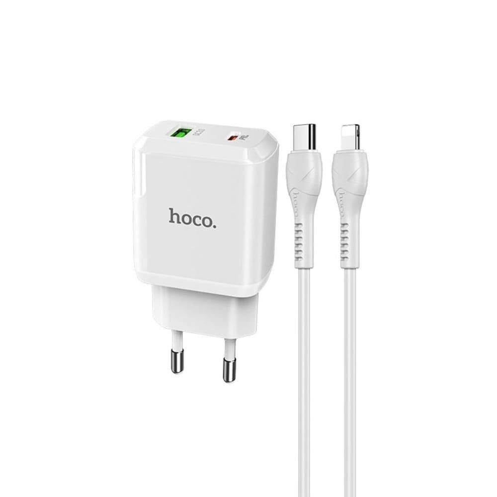 Сетевое зарядное устройство Hoco N5, Power Delivery, Quick Charge 3.0, 3.0 А, Type-C на Lightning, белое