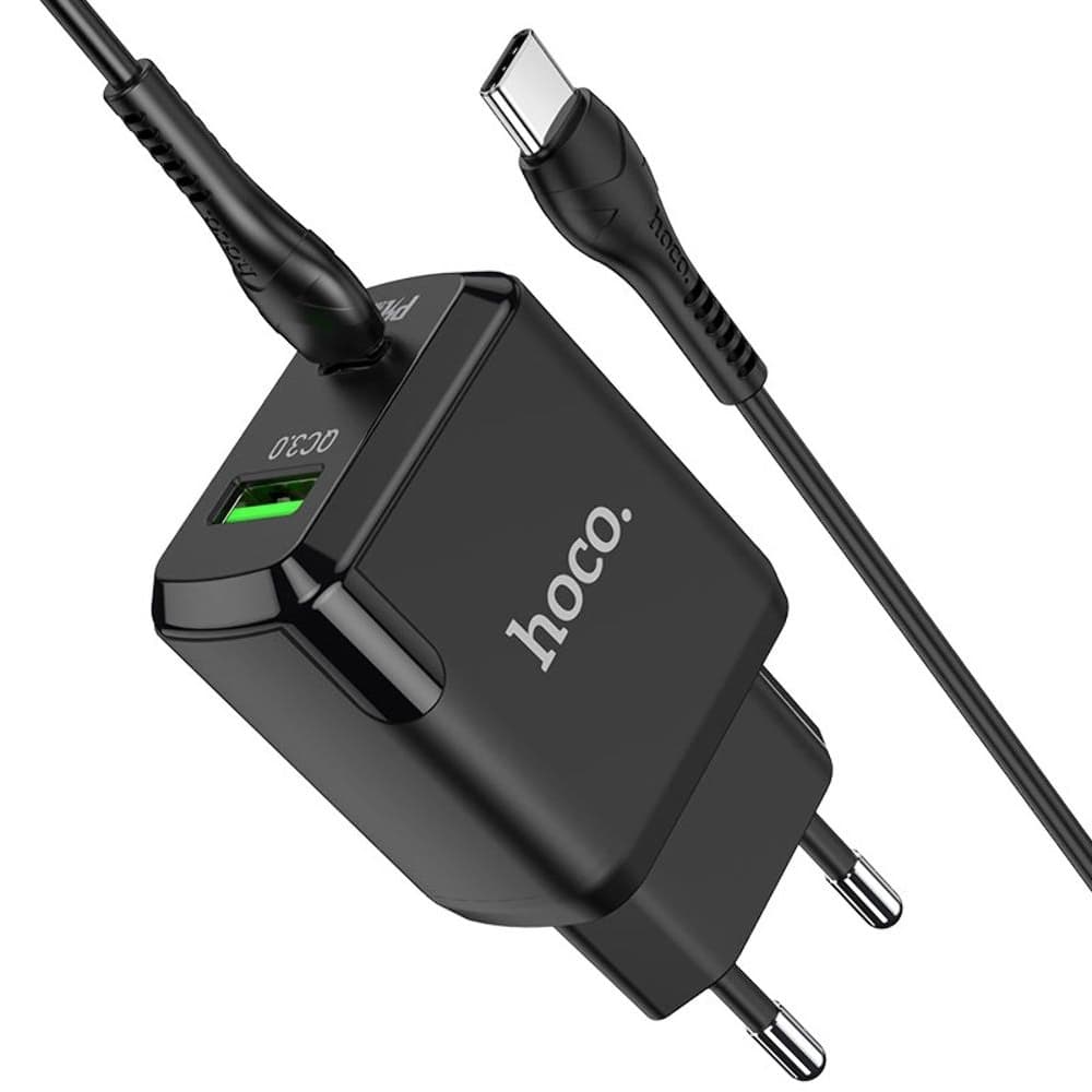 Сетевое зарядное устройство Hoco N5, Power Delivery, Quick Charge 3.0, 3.0 А, Type-C на Type-C, черное