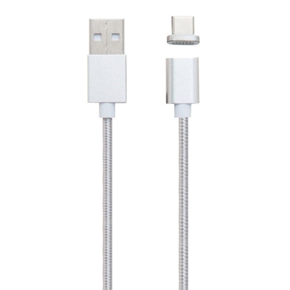 USB-кабель Clip-On, Type-C, магнитный, 100 см, серебристый