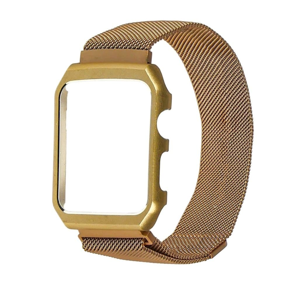 Ремешок Миланская петля с защитной рамкой для Apple Watch 44mm, золотистий
