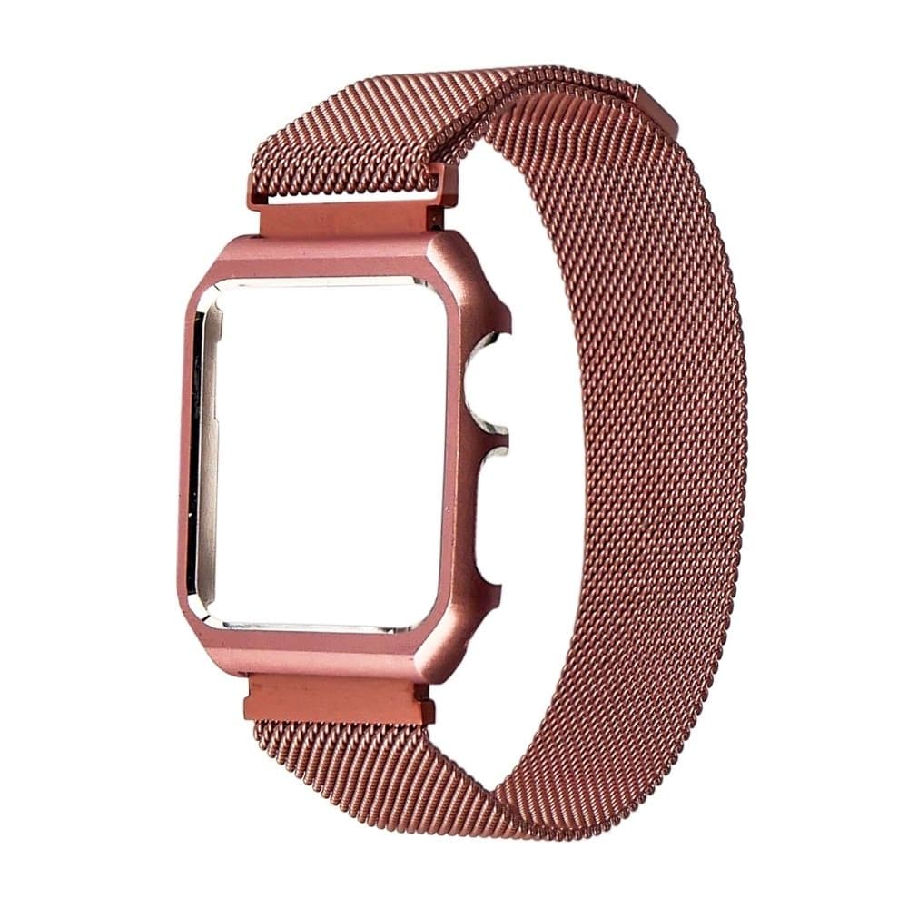 Ремешок Миланская петля с защитной рамкой для Apple Watch 44mm, розовый