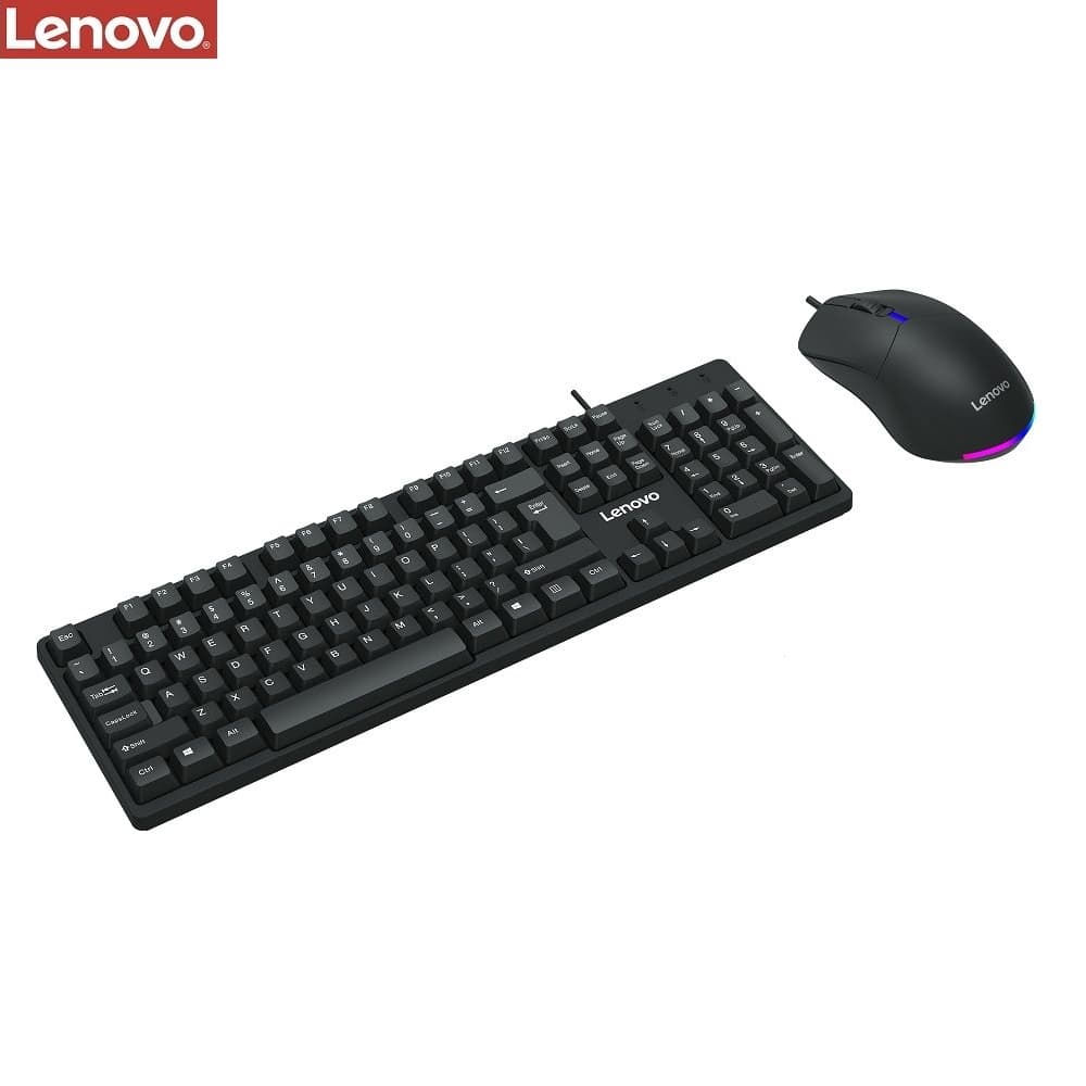 Клавиатура проводная с мышкой Lenovo KM101, черная
