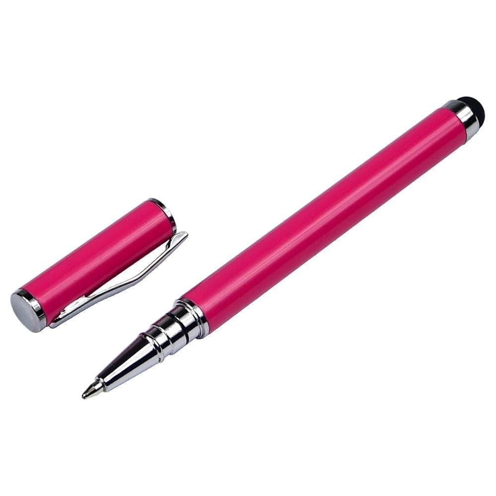 Стилус емкостный, с шариковой ручкой, металлический, розовый