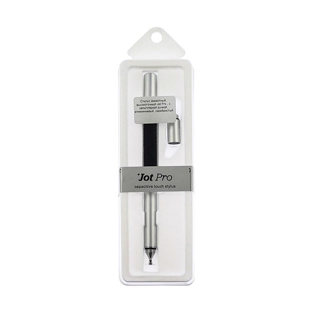 Стилус емкостный, высокоточный, Jot Pro, с капиллярной ручкой, алюминиевый, серебристый