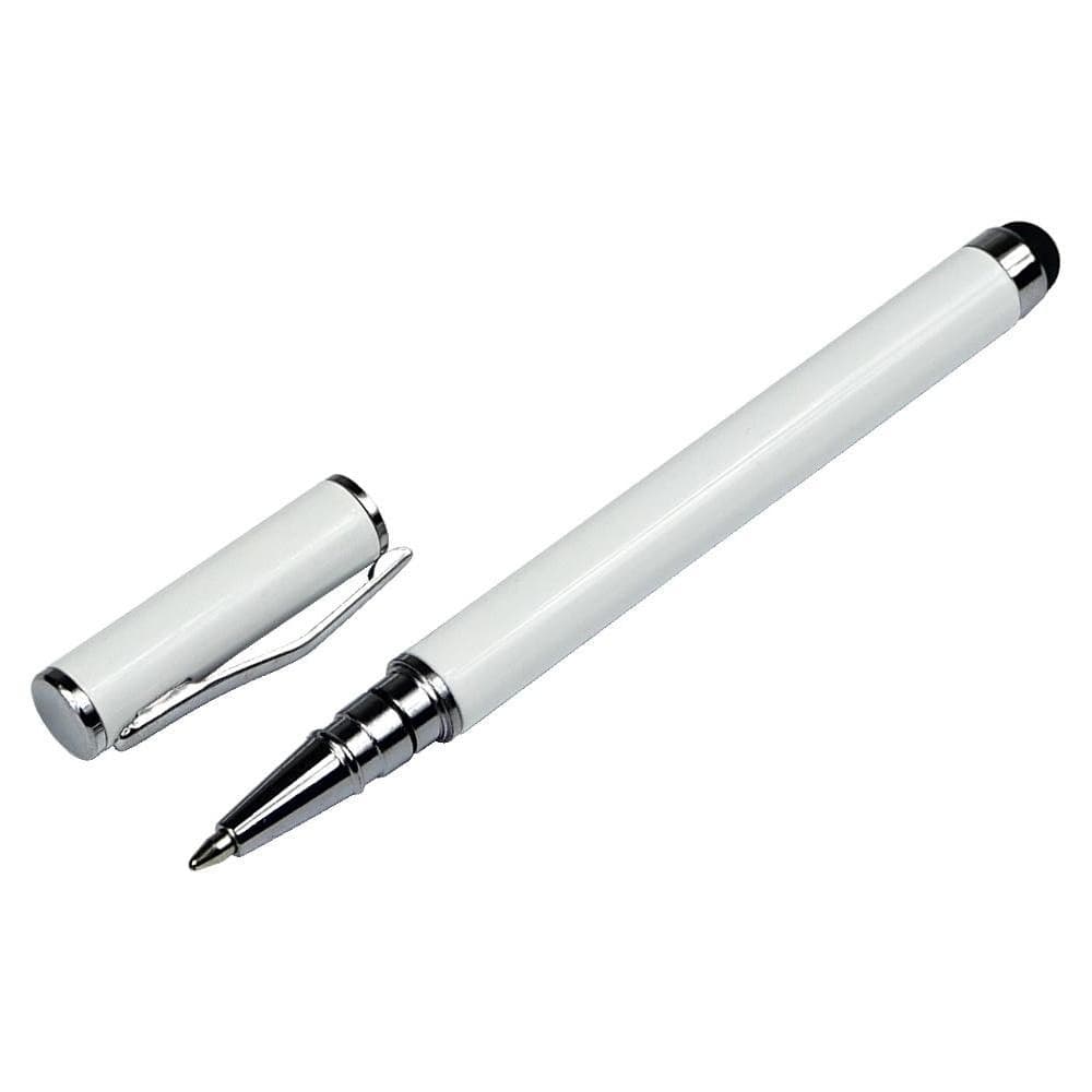 Стилус емкостный, с шариковой ручкой, металлический, білий