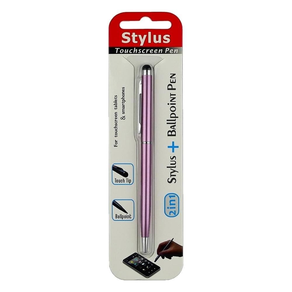Стилус емкостный PS100, с шариковой ручкой, металлический, розовый