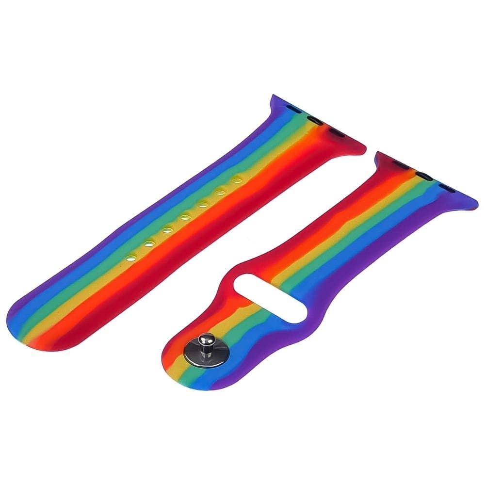 Ремешок силиконовый Rainbow для Apple Watch Sport Band 38, 40mm, радуга, размер L