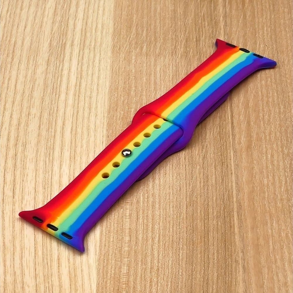 Ремешок силиконовый Rainbow для Apple Watch Sport Band 38, 40mm, радуга, размер L