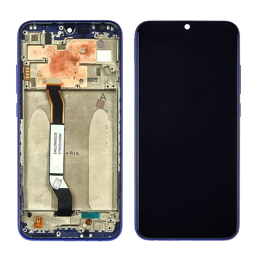 Дисплей Xiaomi Redmi Note 8, M1908C3JH, M1908C3JG, M1908C3JI, синий | с тачскрином | с передней панелью | High Copy | дисплейный модуль, экран