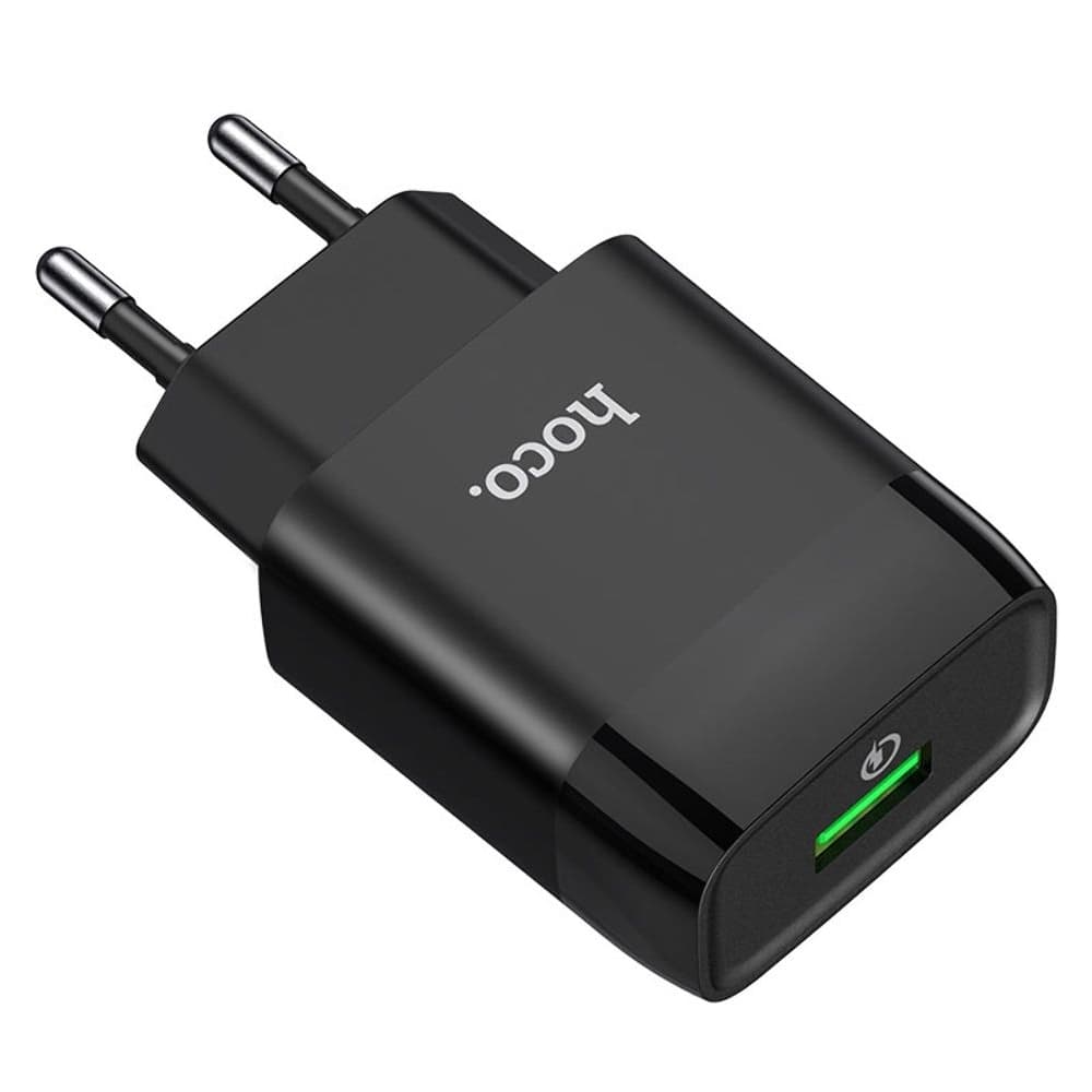 Сетевое зарядное устройство Hoco C72Q, 1 USB, 3.0 А, 18 Вт, Quick Charge 3.0, черное
