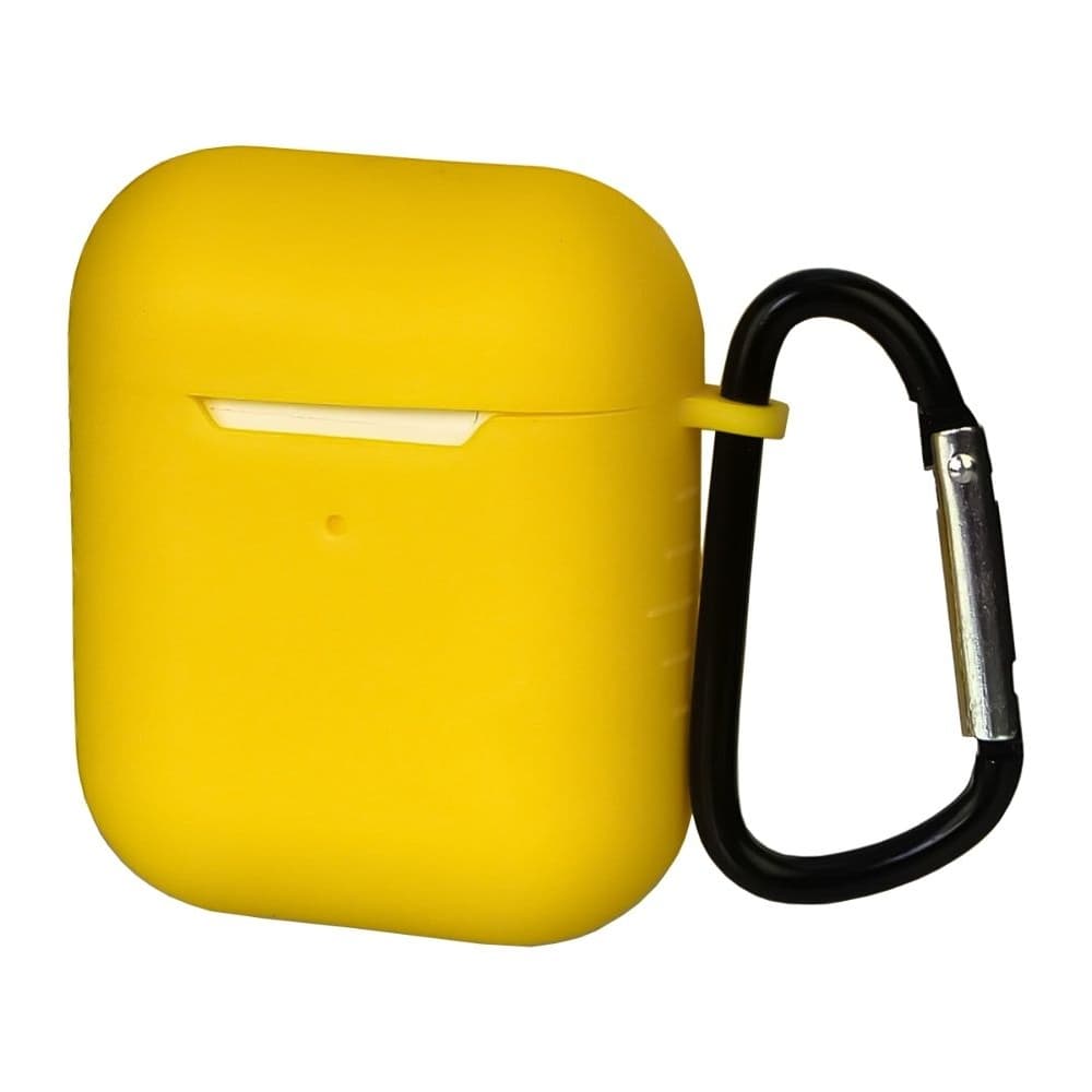 Чехол силиконовый с карабином Apple AirPods, AirPods 2, желтый
