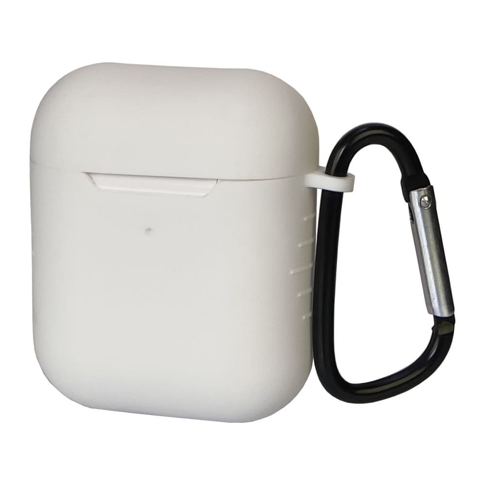 Чехол силиконовый с карабином Apple AirPods, AirPods 2, білий