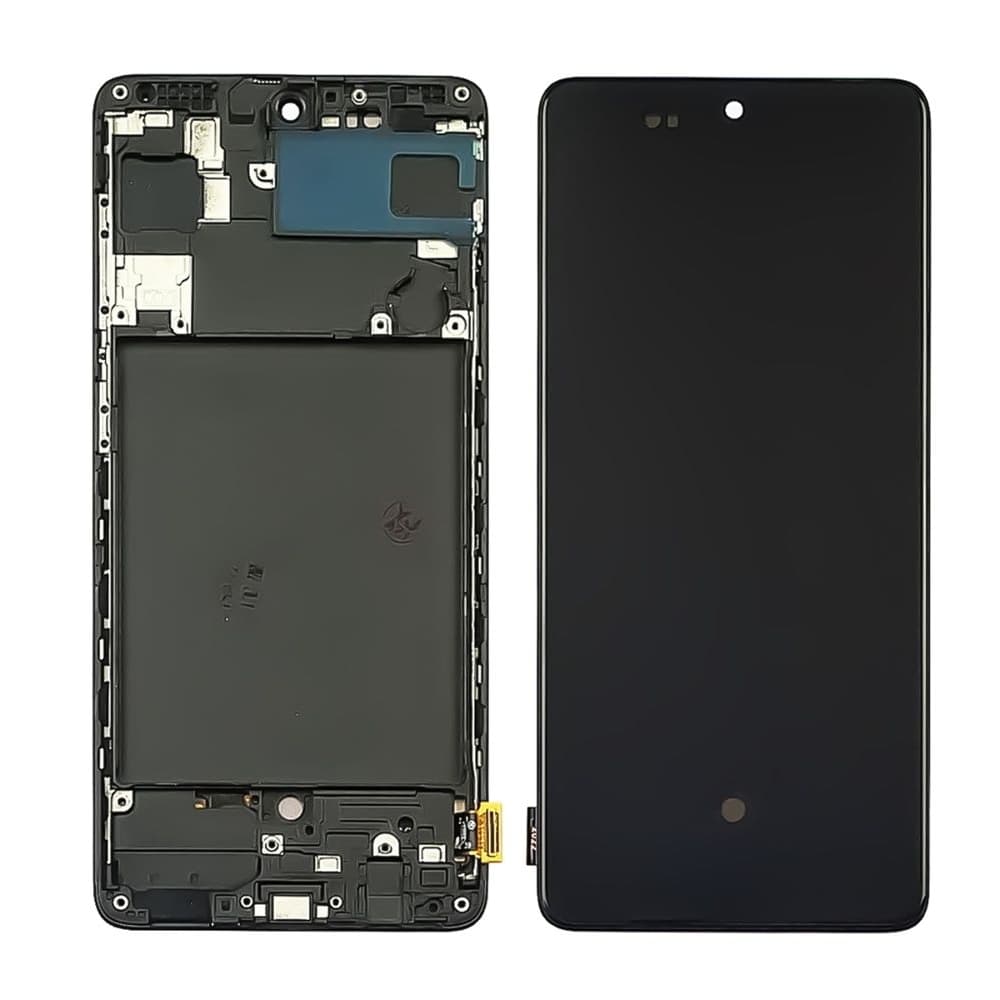 Дисплей Samsung SM-A715 Galaxy A71, черный | с тачскрином | с передней панелью | High Copy, OLED, с широким ободком | дисплейный модуль, экран, монитор