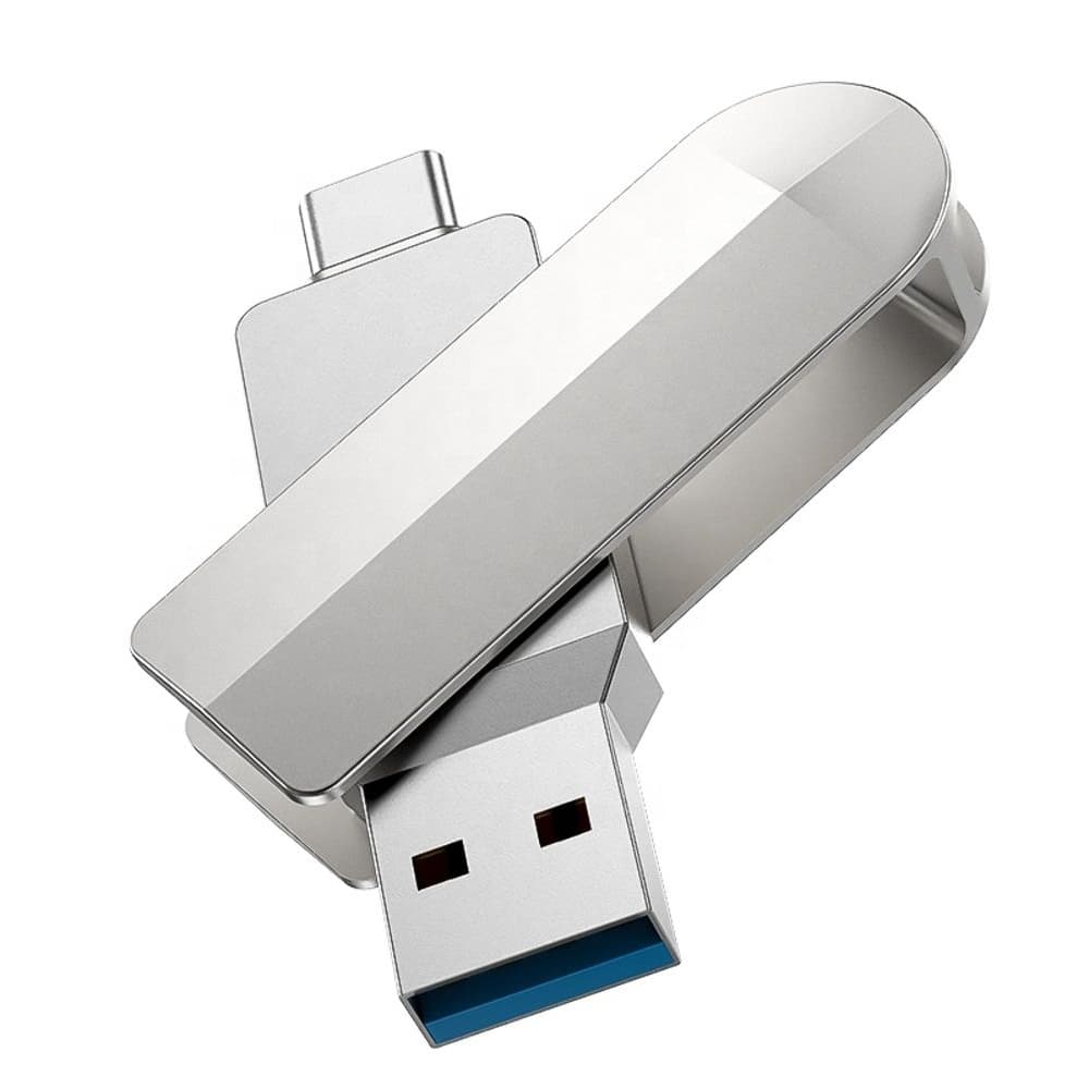 USB-накопитель Hoco UD10, 32 GB, Type-C, USB 3.0, 2 в 1, серебристый