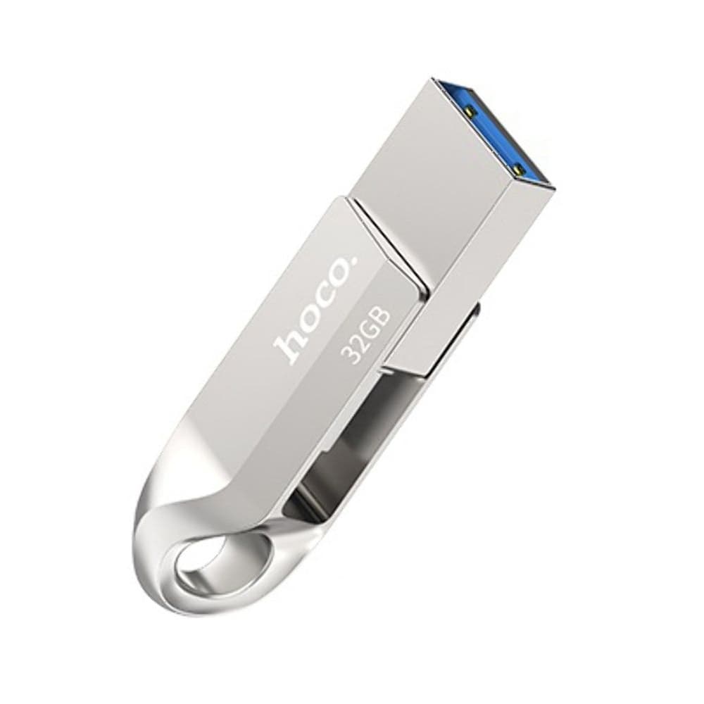 USB-накопитель Hoco UD8, 32GB, Type-C, USB 3.0, 2 в 1, серебристый