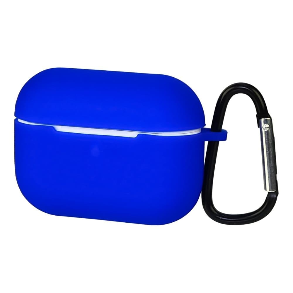 Чехол силиконовый с карабином для Apple AirPods, синий