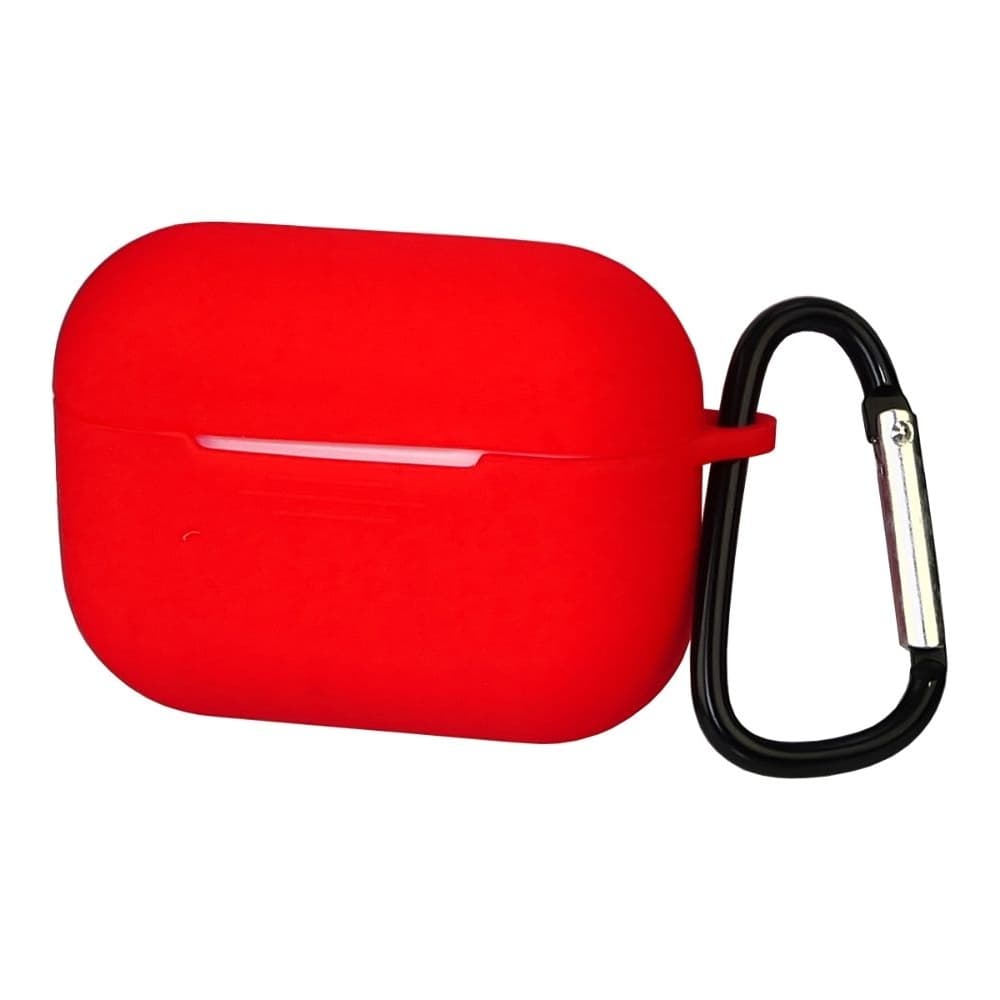Чехол силиконовый с карабином для Apple AirPods Pro, красный
