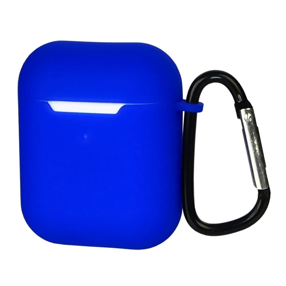 Чехол силиконовый с карабином для Apple AirPods, AirPods 2, синій