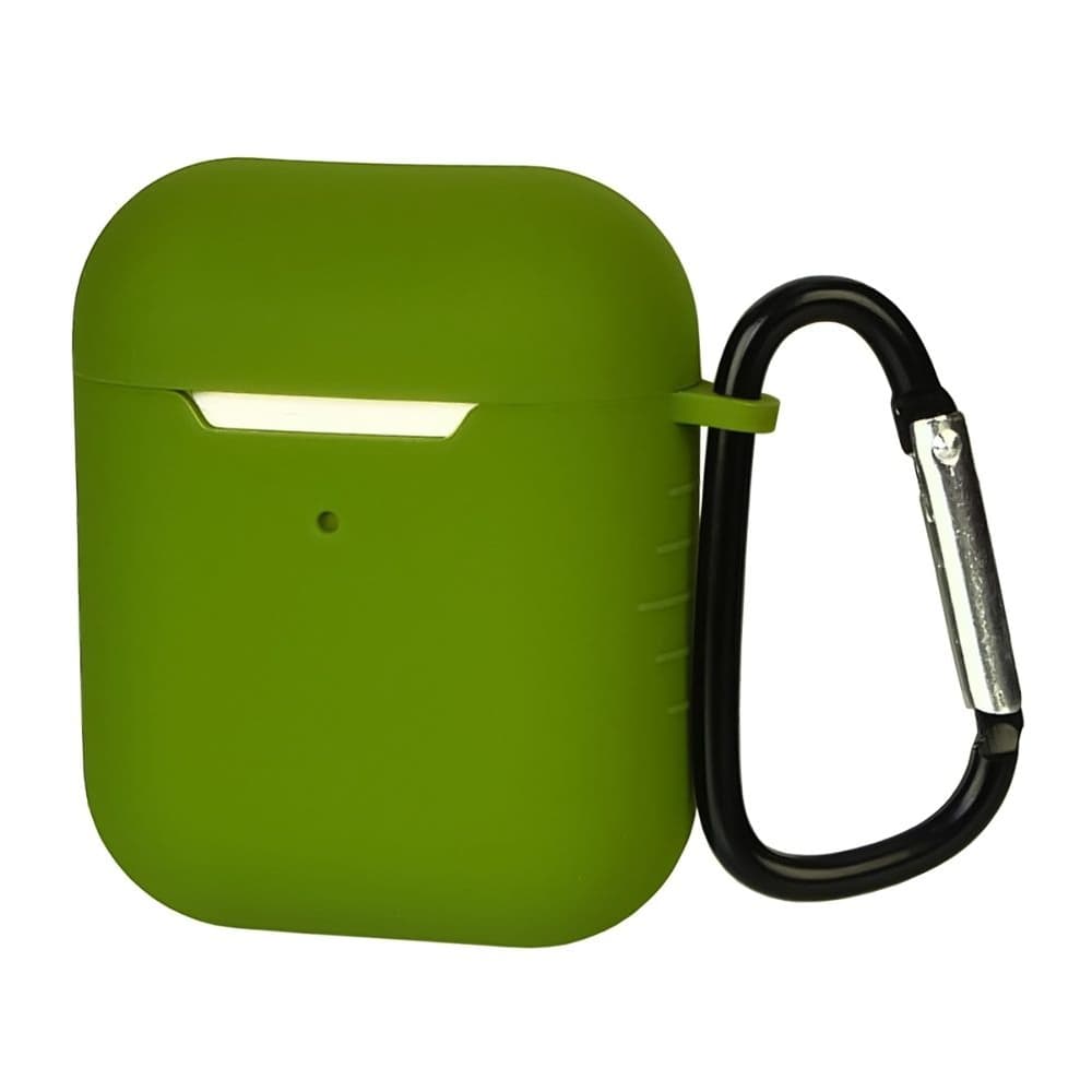 Чехол силиконовый с карабином для Apple AirPods, AirPods 2, зеленый